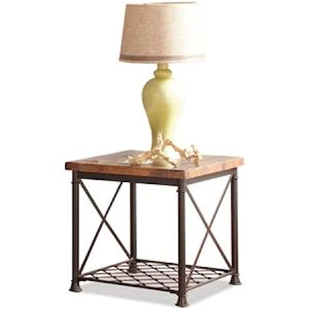 End Table with Metal Wire Shelf